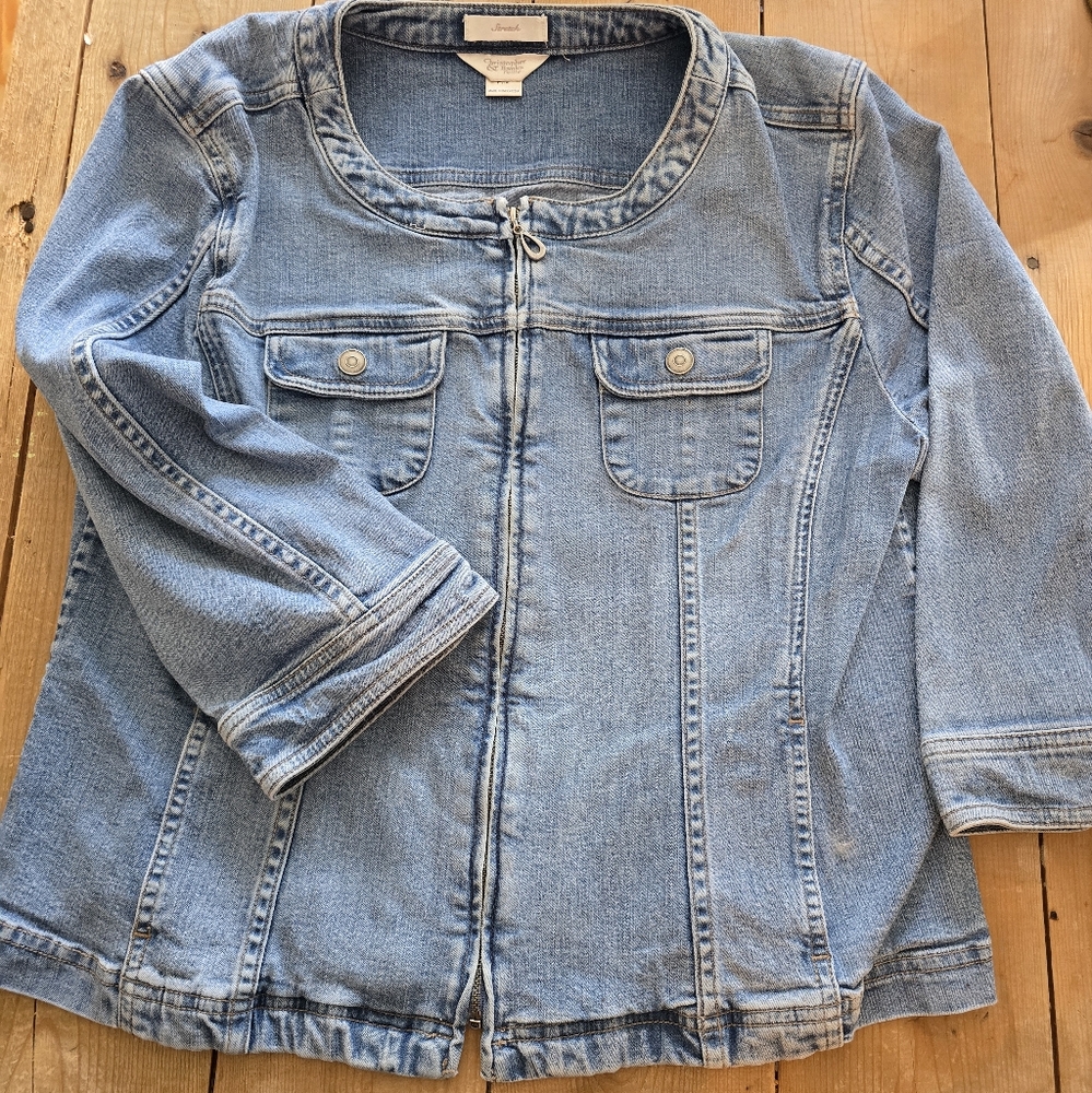 Christopher & Banks PM Jean Jacket with Zipper